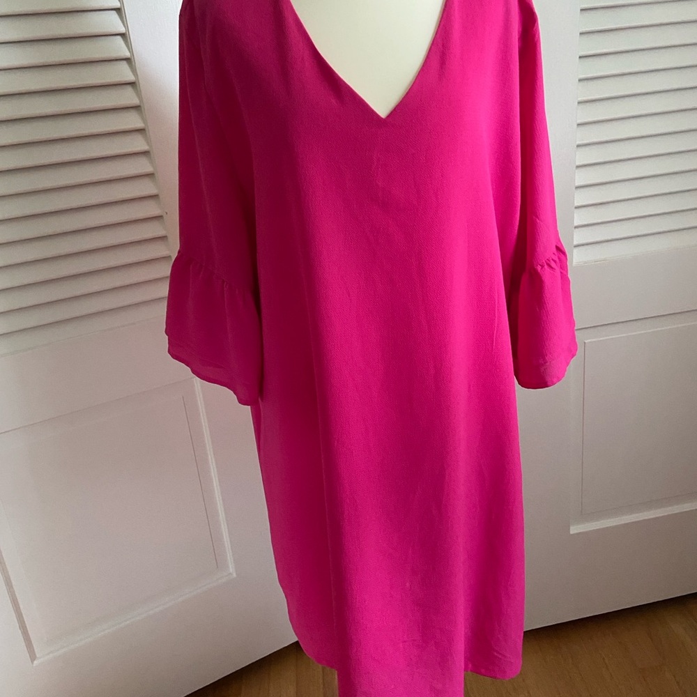 Elegant Fuchsia Long Sleeve Dress